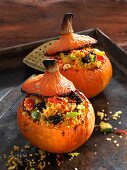 Hokkaido pumpkins filled with couscous