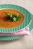 Carrot soup with ginger and coriander