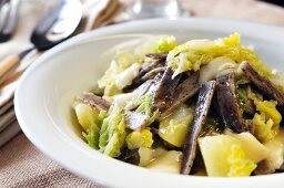 Pizzoccheri (buckwheat pasta with potatoes, cabbage and cheese, Italy)