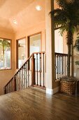 Interior view of descending staircase