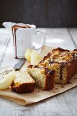 Pear and ginger cake with chocolate glaze