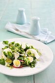 Salad with watercress, quail's eggs and parmesan
