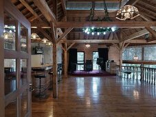 Dance floor and stage inside cabin