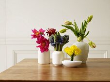 Pretty Flower Arrangements in White Vases