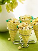 Popcorn Snack Mix in Paper Cones; In Metal Holders