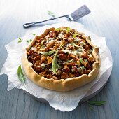 Chanterelle mushroom tart with Roquefort cheese