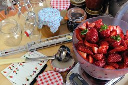 Ingredients for strawberry jam