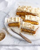 Plate of carrot cake with frosting