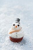 A snowman cupcake