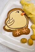 An iced Easter chick biscuit