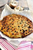 Chocolate chip, almond and cranberry leftover bread cake