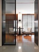 Sliding glass door in modern home