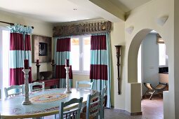 Dining room with pale blue table and chairs (Villa Octavius, Lefkas, Greece)