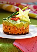 Salmon tartar with avocado and star fruit