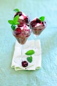 Chocolate cream with ginger cherries