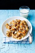 Apple bread bake with a glass of milk