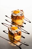 Sweet Corn Cakes Topped with Duck and Quail Egg
