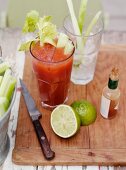 Bloody Mary with ingredients