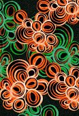 Abstract pattern of orange and green circles (print)