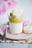Melon mousse with a macaroon heart
