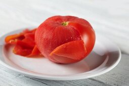 Partially Peeled Boiled Tomato