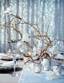 Christmas dining table decorated with orchids