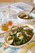 Green beans with eggs and salsa verde