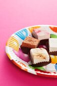 Foam pralines on a party plate