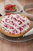 Redcurrant tart with meringue lattice