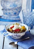 Quinoa breakfast salad with orange blossom water and honey dressing