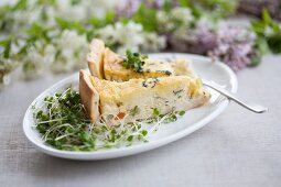 Spring vegetable quiche with cress