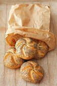 Poppy seed rolls in a paper bag