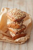 Oat rolls on a paper bag