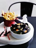 Bowl of Mussels with French Fries