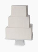 Plain Three Tiered White Cake Ready to be Decorated; White Background
