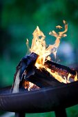 Burning barbecue coals