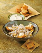 Crab salad with croutons and yoghurt mayonnaise