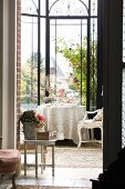 Daylight room with large windows and pretty, wrought-iron window frames