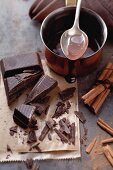 Chocolate and cinnamon sticks