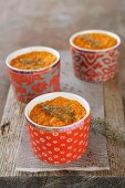 Comté cheese and carrot pies in bowls