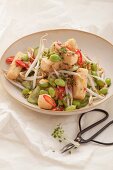 Soya bean salad with bean sprouts and tofu