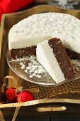Poppy seed cake with coconut mousse for Christmas