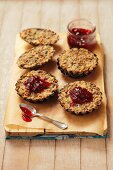 Buckwheat tartlets with mushrooms and cranberry sauce