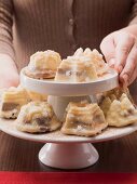 Mini muffins on a cake stand