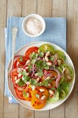 Tomato salad with beans, onions and coriander