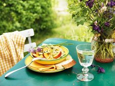 Fennel and peach salad and a honey dressing with curry