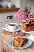 Beetroot cake with walnuts at teatime