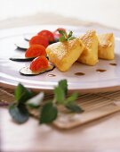 Polenta e verdure (polenta slices with vegetables, Italy)