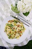 Pappardelle with courgette and walnuts