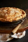 Freshly Baked Apple Pie on a Cooling Rack